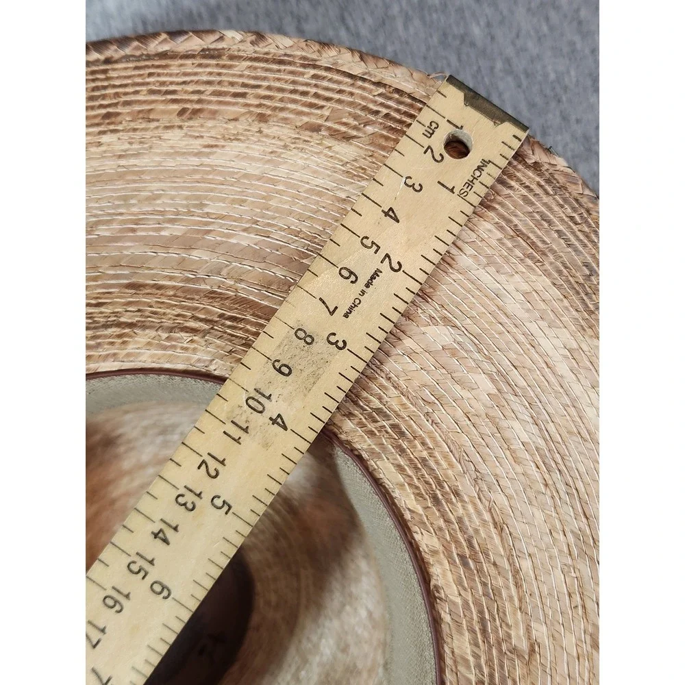 Alamo Hat Cowboy Hat Mens OS Tan Good Woven Straw Leather Band Conchos Western